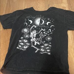 Kids Black Graphic Tee with Skeleton Design